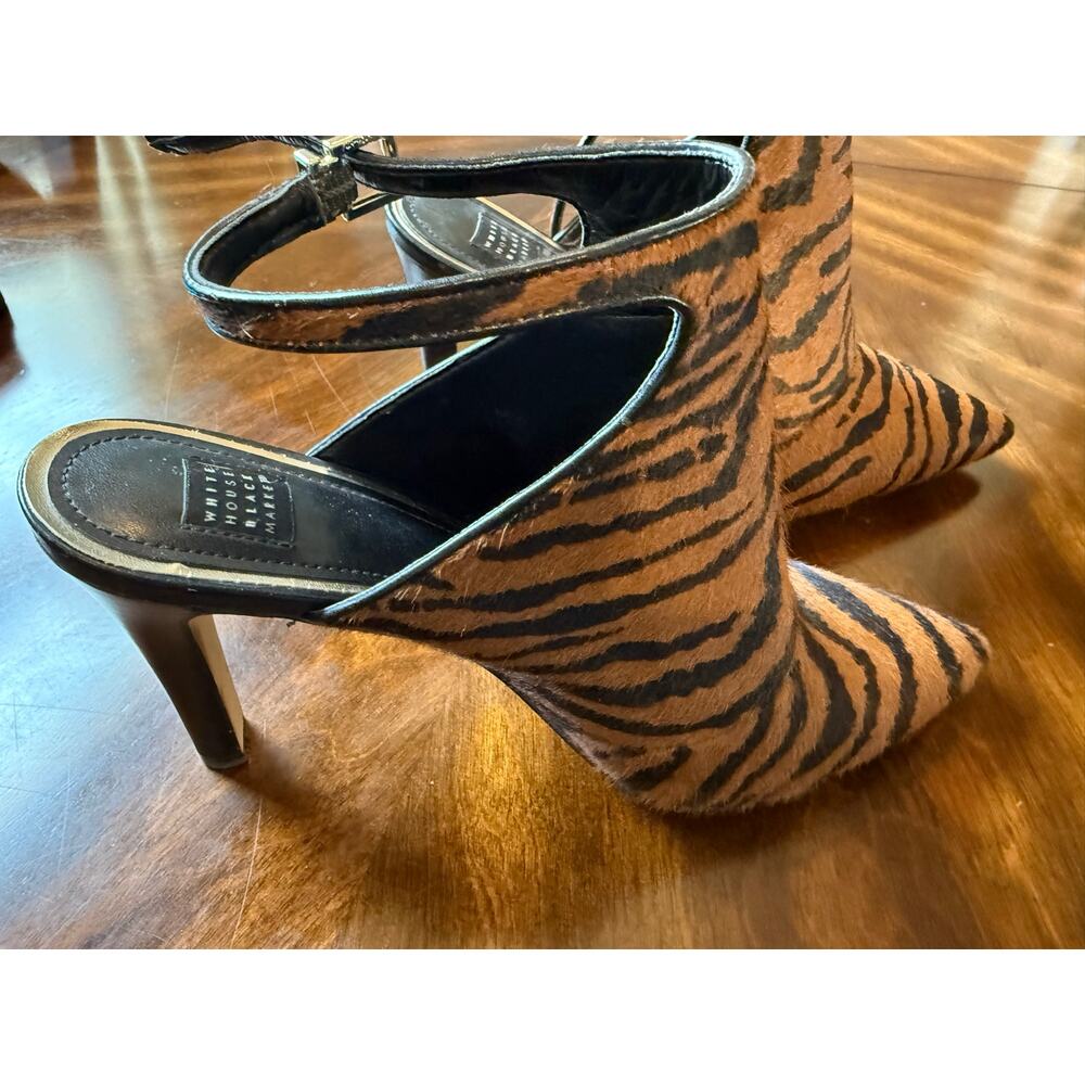 White House Black Market Slingback Heels Womens Size 9M Tiger Print Calf Hair - Picture 11 of 14
